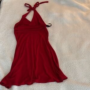 Elegant Red Halter Dress